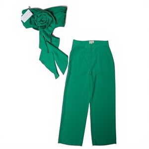 NWT Torn by Ronny Kobo Max Floral Rosette Matching Set Green